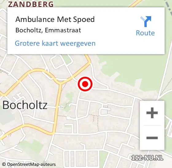 Locatie op kaart van de 112 melding: Ambulance Met Spoed Naar Bocholtz, Emmastraat op 8 september 2014 11:49