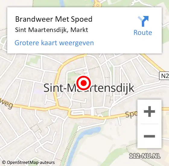 Locatie op kaart van de 112 melding: Brandweer Met Spoed Naar Sint Maartensdijk, Markt op 15 september 2023 20:35