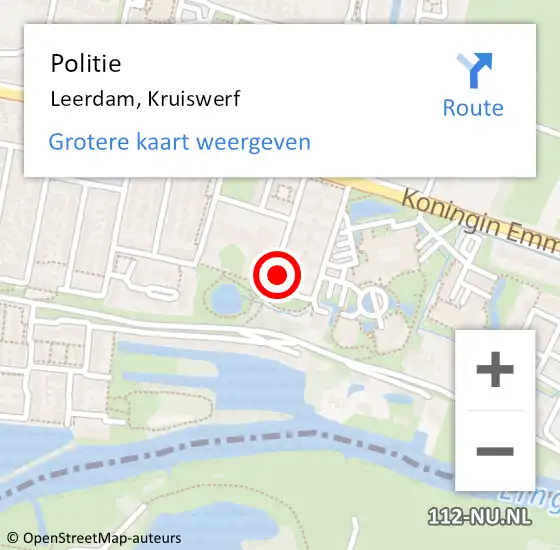 Locatie op kaart van de 112 melding: Politie Leerdam, Kruiswerf op 15 september 2023 20:46