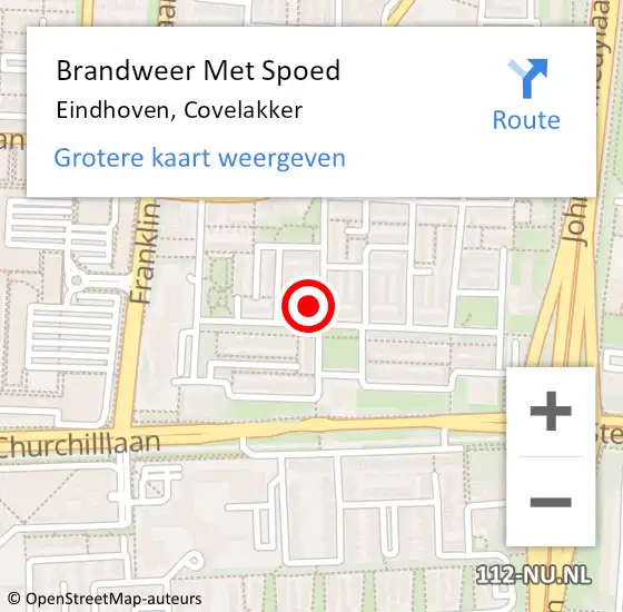 Locatie op kaart van de 112 melding: Brandweer Met Spoed Naar Eindhoven, Covelakker op 15 september 2023 21:38