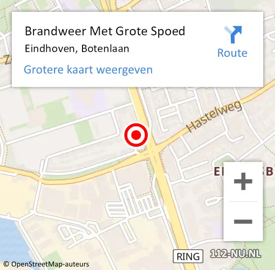 Locatie op kaart van de 112 melding: Brandweer Met Grote Spoed Naar Eindhoven, Botenlaan op 15 september 2023 21:46