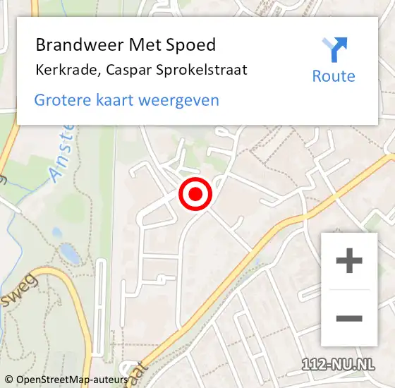 Locatie op kaart van de 112 melding: Brandweer Met Spoed Naar Kerkrade, Caspar Sprokelstraat op 15 september 2023 21:55