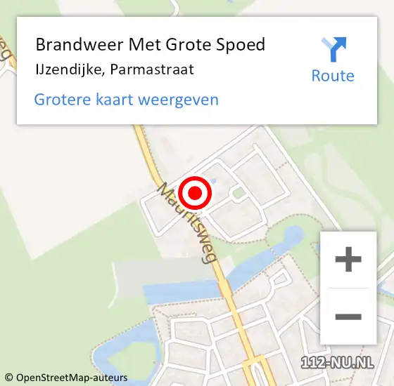 Locatie op kaart van de 112 melding: Brandweer Met Grote Spoed Naar IJzendijke, Parmastraat op 15 september 2023 21:56