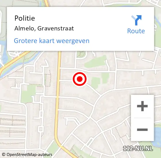 Locatie op kaart van de 112 melding: Politie Almelo, Gravenstraat op 15 september 2023 21:56