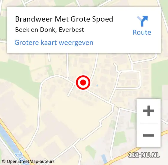 Locatie op kaart van de 112 melding: Brandweer Met Grote Spoed Naar Beek en Donk, Everbest op 15 september 2023 21:56