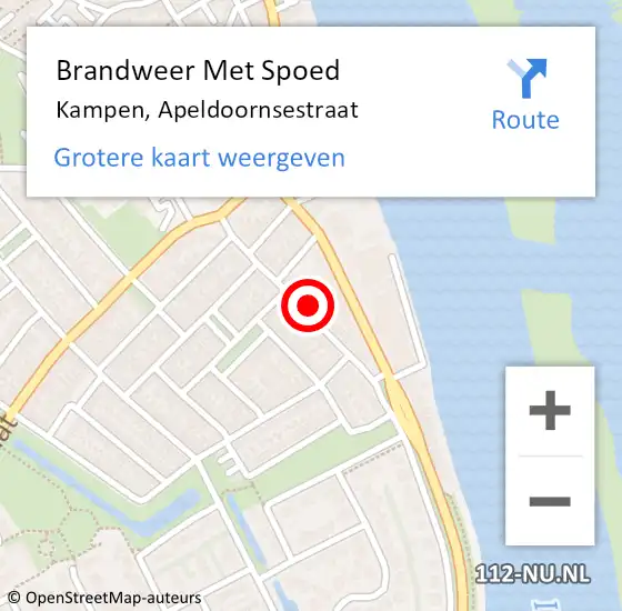 Locatie op kaart van de 112 melding: Brandweer Met Spoed Naar Kampen, Apeldoornsestraat op 15 september 2023 22:07