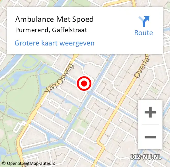 Locatie op kaart van de 112 melding: Ambulance Met Spoed Naar Purmerend, Gaffelstraat op 15 september 2023 22:40