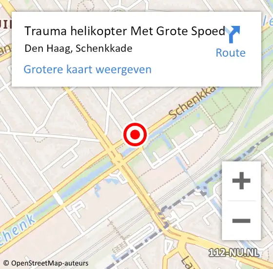 Locatie op kaart van de 112 melding: Trauma helikopter Met Grote Spoed Naar Den Haag, Schenkkade op 15 september 2023 23:30