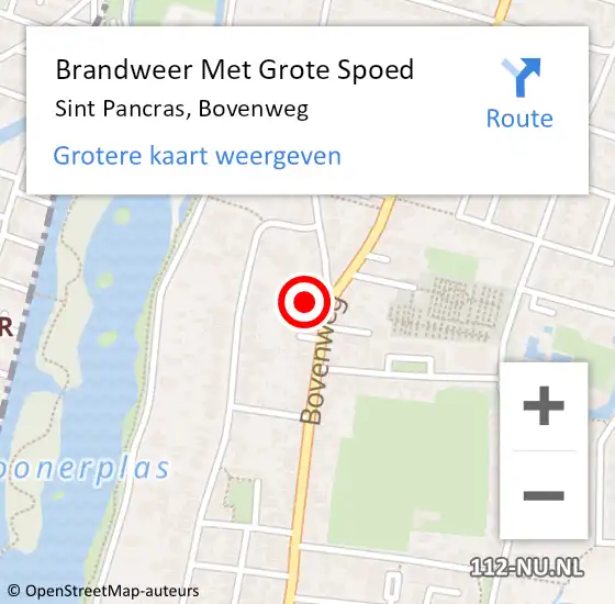 Locatie op kaart van de 112 melding: Brandweer Met Grote Spoed Naar Sint Pancras, Bovenweg op 8 september 2014 12:03