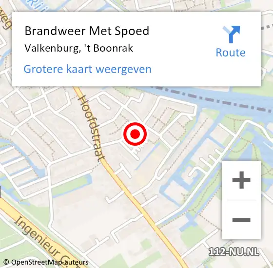 Locatie op kaart van de 112 melding: Brandweer Met Spoed Naar Valkenburg, 't Boonrak op 15 september 2023 23:47