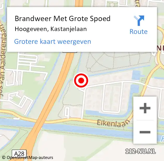 Locatie op kaart van de 112 melding: Brandweer Met Grote Spoed Naar Hoogeveen, Kastanjelaan op 8 september 2014 12:05