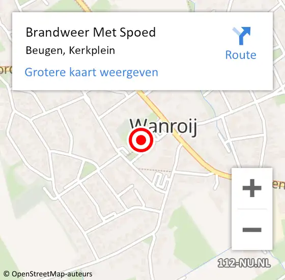 Locatie op kaart van de 112 melding: Brandweer Met Spoed Naar Beugen, Kerkplein op 16 september 2023 00:36