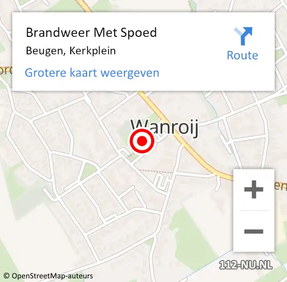 Locatie op kaart van de 112 melding: Brandweer Met Spoed Naar Beugen, Kerkplein op 16 september 2023 00:38