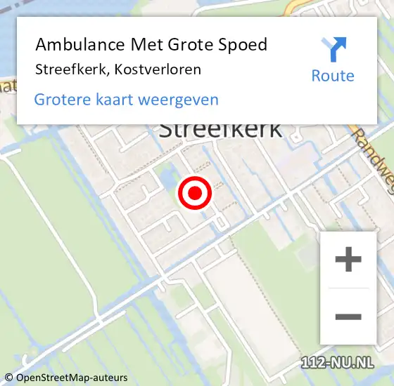 Locatie op kaart van de 112 melding: Ambulance Met Grote Spoed Naar Streefkerk, Kostverloren op 16 september 2023 01:10