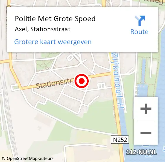 Locatie op kaart van de 112 melding: Politie Met Grote Spoed Naar Axel, Stationsstraat op 16 september 2023 01:10