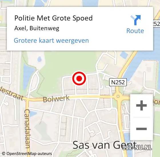 Locatie op kaart van de 112 melding: Politie Met Grote Spoed Naar Axel, Buitenweg op 16 september 2023 01:13