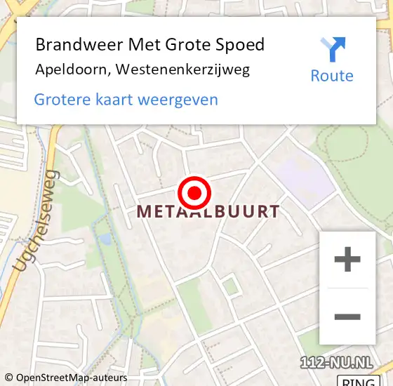 Locatie op kaart van de 112 melding: Brandweer Met Grote Spoed Naar Apeldoorn, Westenenkerzijweg op 16 september 2023 01:47