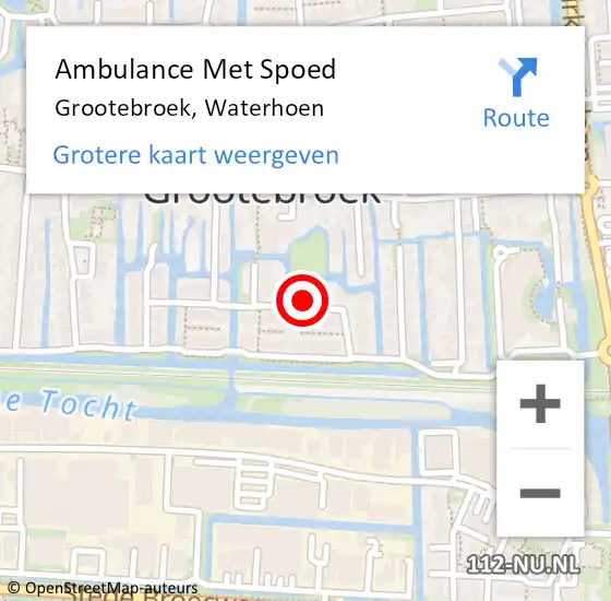 Locatie op kaart van de 112 melding: Ambulance Met Spoed Naar Grootebroek, Waterhoen op 16 september 2023 01:49