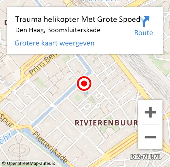 Locatie op kaart van de 112 melding: Trauma helikopter Met Grote Spoed Naar Den Haag, Boomsluiterskade op 16 september 2023 02:06