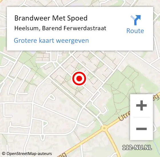 Locatie op kaart van de 112 melding: Brandweer Met Spoed Naar Heelsum, Barend Ferwerdastraat op 16 september 2023 02:18