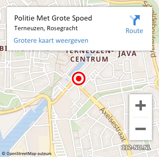 Locatie op kaart van de 112 melding: Politie Met Grote Spoed Naar Terneuzen, Rosegracht op 16 september 2023 02:34