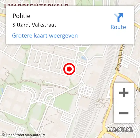 Locatie op kaart van de 112 melding: Politie Sittard, Valkstraat op 16 september 2023 02:36