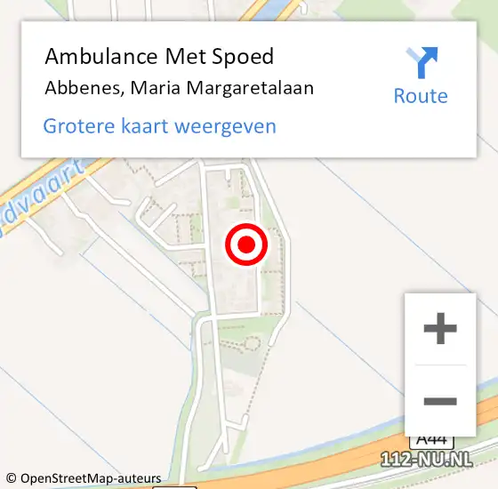 Locatie op kaart van de 112 melding: Ambulance Met Spoed Naar Abbenes, Maria Margaretalaan op 16 september 2023 03:24