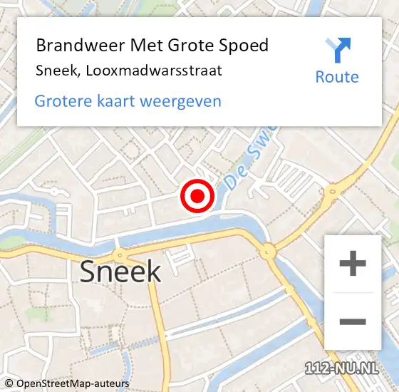 Locatie op kaart van de 112 melding: Brandweer Met Grote Spoed Naar Sneek, Looxmadwarsstraat op 16 september 2023 03:32