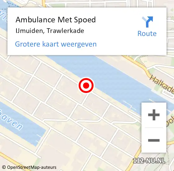 Locatie op kaart van de 112 melding: Ambulance Met Spoed Naar IJmuiden, Trawlerkade op 16 september 2023 03:46