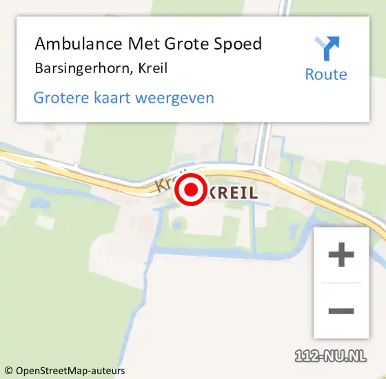 Locatie op kaart van de 112 melding: Ambulance Met Grote Spoed Naar Barsingerhorn, Kreil op 16 september 2023 04:07