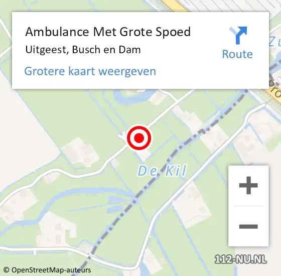 Locatie op kaart van de 112 melding: Ambulance Met Grote Spoed Naar Uitgeest, Busch en Dam op 16 september 2023 04:47