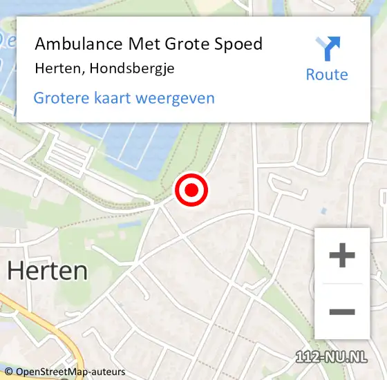 Locatie op kaart van de 112 melding: Ambulance Met Grote Spoed Naar Herten, Hondsbergje op 8 september 2014 12:15