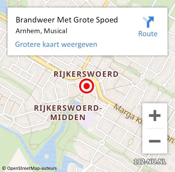 Locatie op kaart van de 112 melding: Brandweer Met Grote Spoed Naar Arnhem, Musical op 16 september 2023 06:27