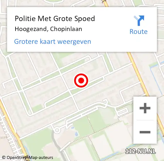 Locatie op kaart van de 112 melding: Politie Met Grote Spoed Naar Hoogezand, Chopinlaan op 16 september 2023 06:54