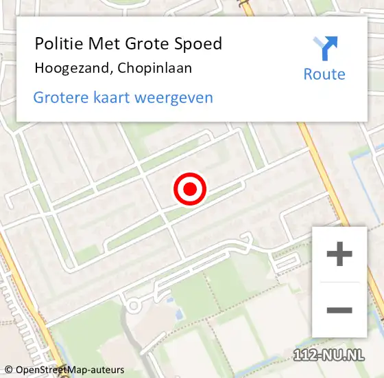 Locatie op kaart van de 112 melding: Politie Met Grote Spoed Naar Hoogezand, Chopinlaan op 16 september 2023 07:00