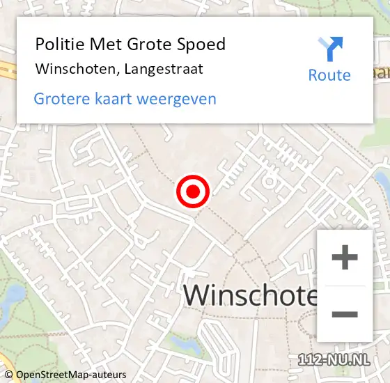 Locatie op kaart van de 112 melding: Politie Met Grote Spoed Naar Winschoten, Langestraat op 16 september 2023 07:53