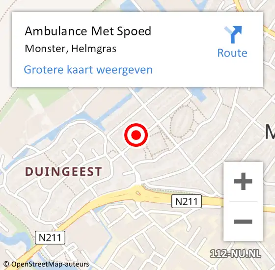 Locatie op kaart van de 112 melding: Ambulance Met Spoed Naar Monster, Helmgras op 16 september 2023 09:51