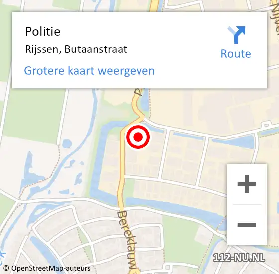 Locatie op kaart van de 112 melding: Politie Rijssen, Butaanstraat op 16 september 2023 09:55