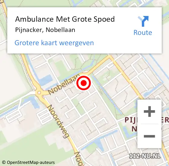 Locatie op kaart van de 112 melding: Ambulance Met Grote Spoed Naar Pijnacker, Nobellaan op 16 september 2023 10:03