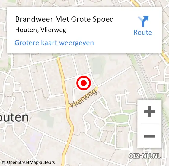 Locatie op kaart van de 112 melding: Brandweer Met Grote Spoed Naar Houten, Vlierweg op 16 september 2023 10:11