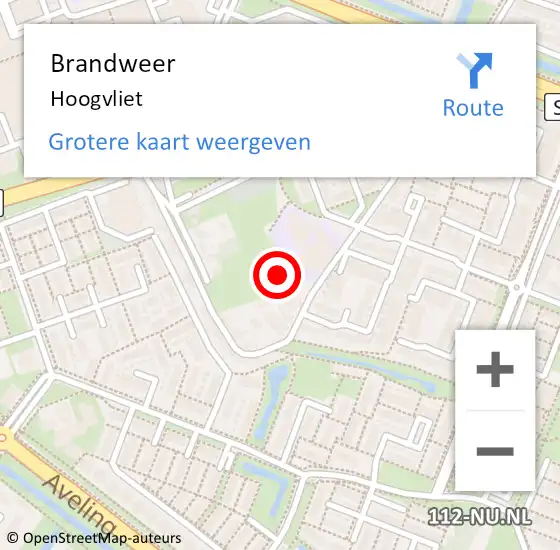 Locatie op kaart van de 112 melding: Brandweer Hoogvliet op 16 september 2023 10:13