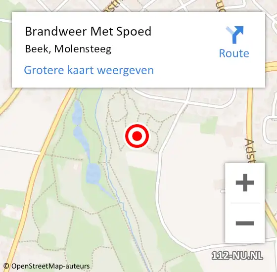 Locatie op kaart van de 112 melding: Brandweer Met Spoed Naar Beek, Molensteeg op 16 september 2023 10:20