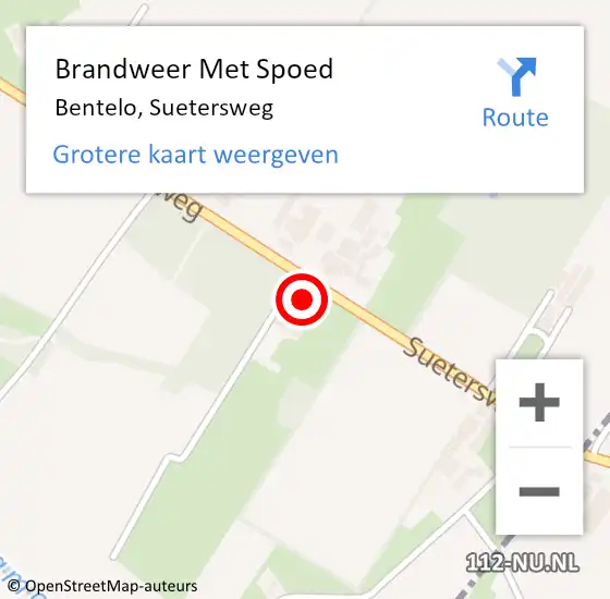 Locatie op kaart van de 112 melding: Brandweer Met Spoed Naar Bentelo, Suetersweg op 16 september 2023 10:25