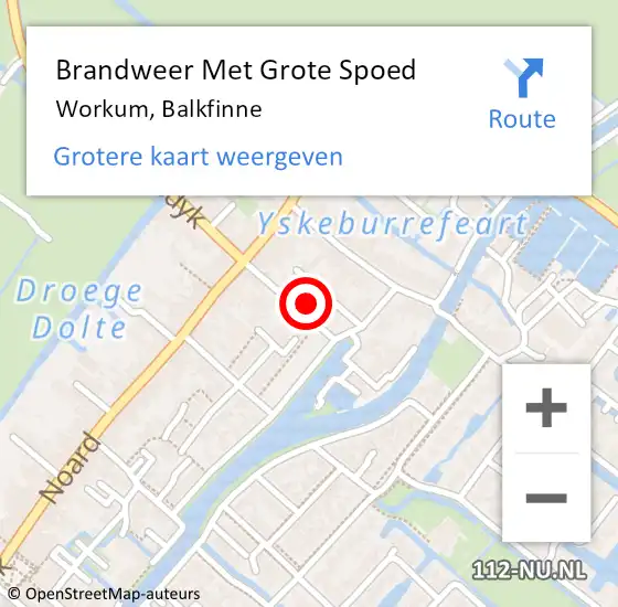 Locatie op kaart van de 112 melding: Brandweer Met Grote Spoed Naar Workum, Balkfinne op 16 september 2023 10:25