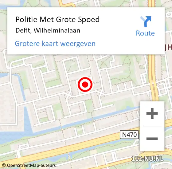 Locatie op kaart van de 112 melding: Politie Met Grote Spoed Naar Delft, Wilhelminalaan op 16 september 2023 10:26