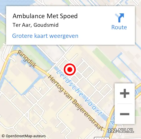 Locatie op kaart van de 112 melding: Ambulance Met Spoed Naar Ter Aar, Goudsmid op 16 september 2023 11:15