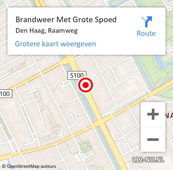 Locatie op kaart van de 112 melding: Brandweer Met Grote Spoed Naar Den Haag, Raamweg op 16 september 2023 11:21
