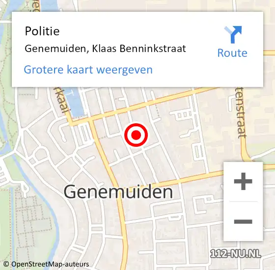 Locatie op kaart van de 112 melding: Politie Genemuiden, Klaas Benninkstraat op 16 september 2023 11:24
