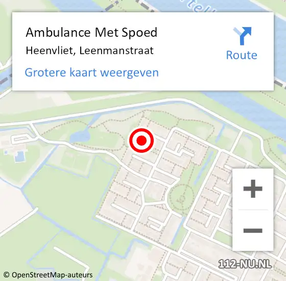 Locatie op kaart van de 112 melding: Ambulance Met Spoed Naar Heenvliet, Leenmanstraat op 16 september 2023 11:31