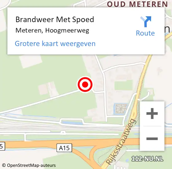 Locatie op kaart van de 112 melding: Brandweer Met Spoed Naar Meteren, Hoogmeerweg op 16 september 2023 11:48